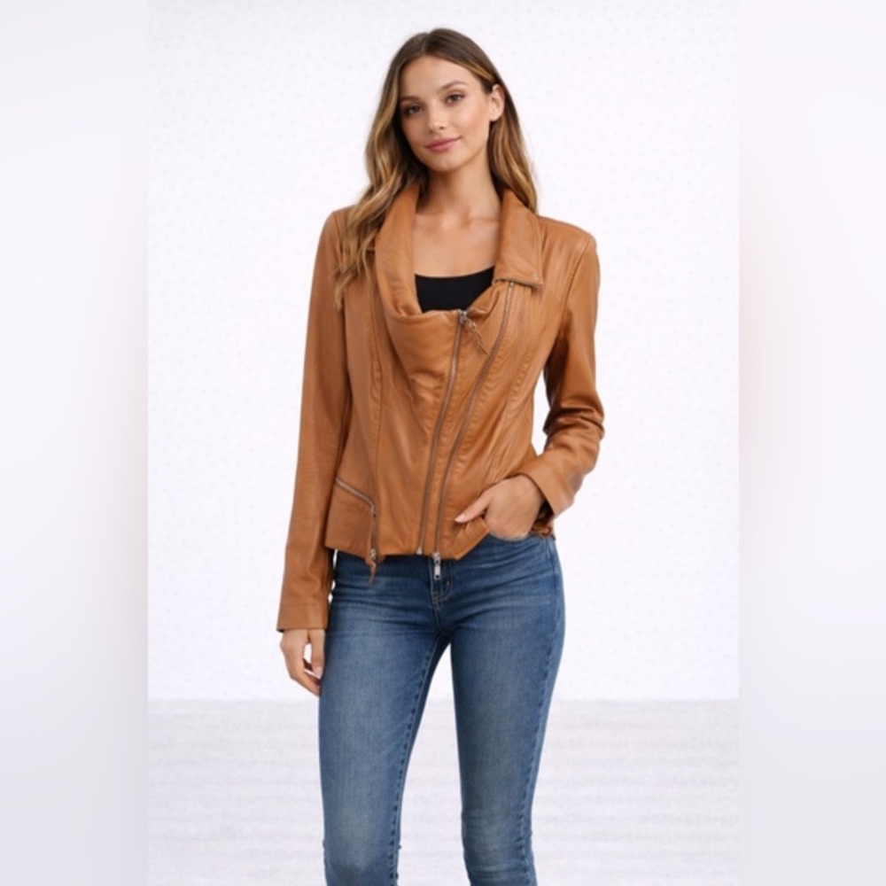Nwot BLANKNYC Cognac vegan Leather Moto Jacket - Asymmetrical